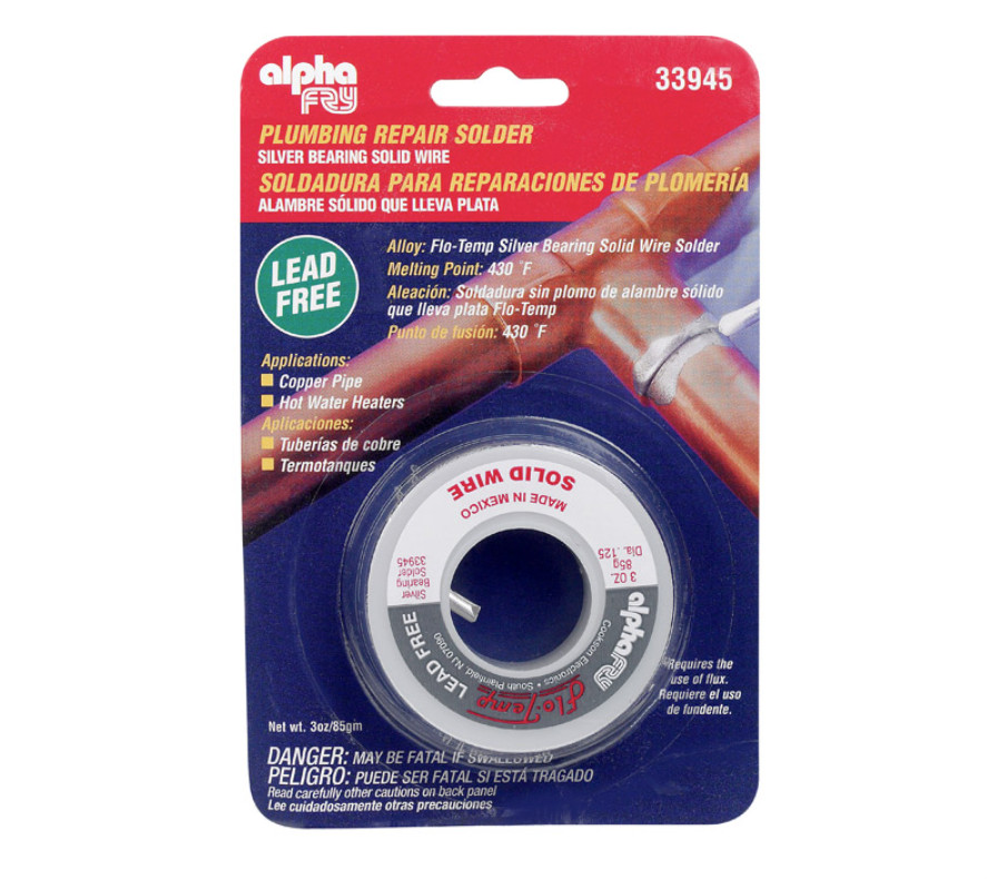 Alpha Fry 3 oz Lead-Free Plumbing Solder 0.125 in. D Silver-Bearing Alloy 1 pc