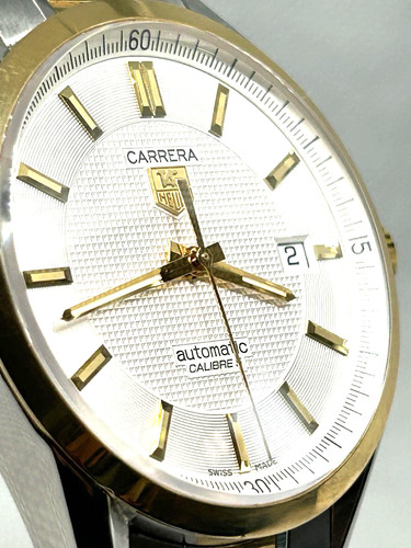 Tag Heuer Carrera Calibre 5 Mens Watch Automatic WV215A 18k Go...