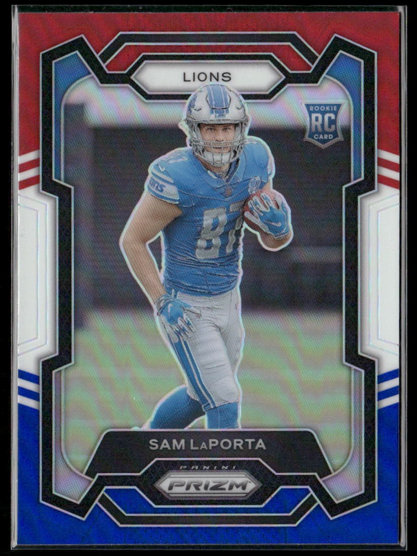2023 Panini Prizm - Sam LaPorta Red White and Blue #332 Lions