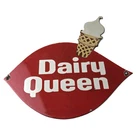 Vintage Dairy Queen Sign - Porcelain Diner Gas Pump Ice Cream Cone Sign