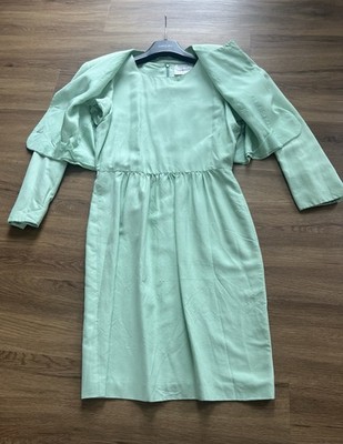 Max Mara: Mintgrünes Designer Etui-Kleid mit Jacke (Twinset) Seide, Größe 42