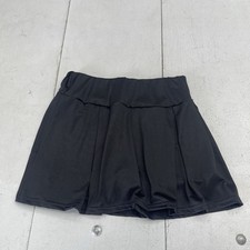 Solid Black Pleat Front Stretch Short Lined Mini Skirt Women's Size Medium New