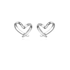 Solid 925 Sterling Silver Tiny Heart Stud Earrings for Women Teen Girls Love Hea