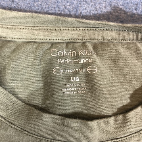 Calvin Klein Performance Women's Stretch T-Shirt  With Logo Olive Green Size Lg - Picture 3 of 9