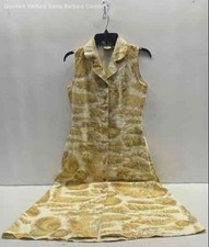 Vintage Tommy Bahama's Yellow Shells Weekend 100 Silk A-Line Dress Size M