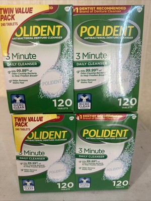 Polident Denture Cleanser Tablets Rapid Clean Antibacterial, 4 Boxes, 480 Count!