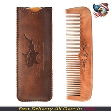 Wooden Hair Combs for Men,Men's Wood Beard Comb with Leather Travel Case,
