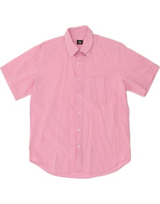 ROCCOBAROCCO Mens Short Sleeve Shirt UK 16 1/2 42 Large Pink Cotton AE01