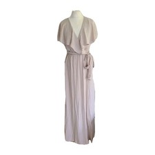 Show Me Your MuMu Soft Beige Bridesmaid Ruffle Women Audrey Maxi Dress. Small.