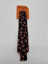 Hallmark Disguise Tie Black with Orange Jack o Lanterns Halloween Made in USA
