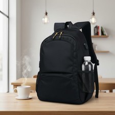 Black Backpack Mesh Pockets Student Gear Front Pocket
