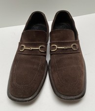 Gucci Men’s Brown Suede Horsebit Loafer Slip Ons Size 6.5 D Italy Authentic