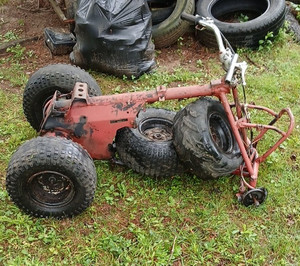 1986 Honda Trx 70 Complete Frame,rear,4 Rims & Handle Bars With Clean Vin Plate