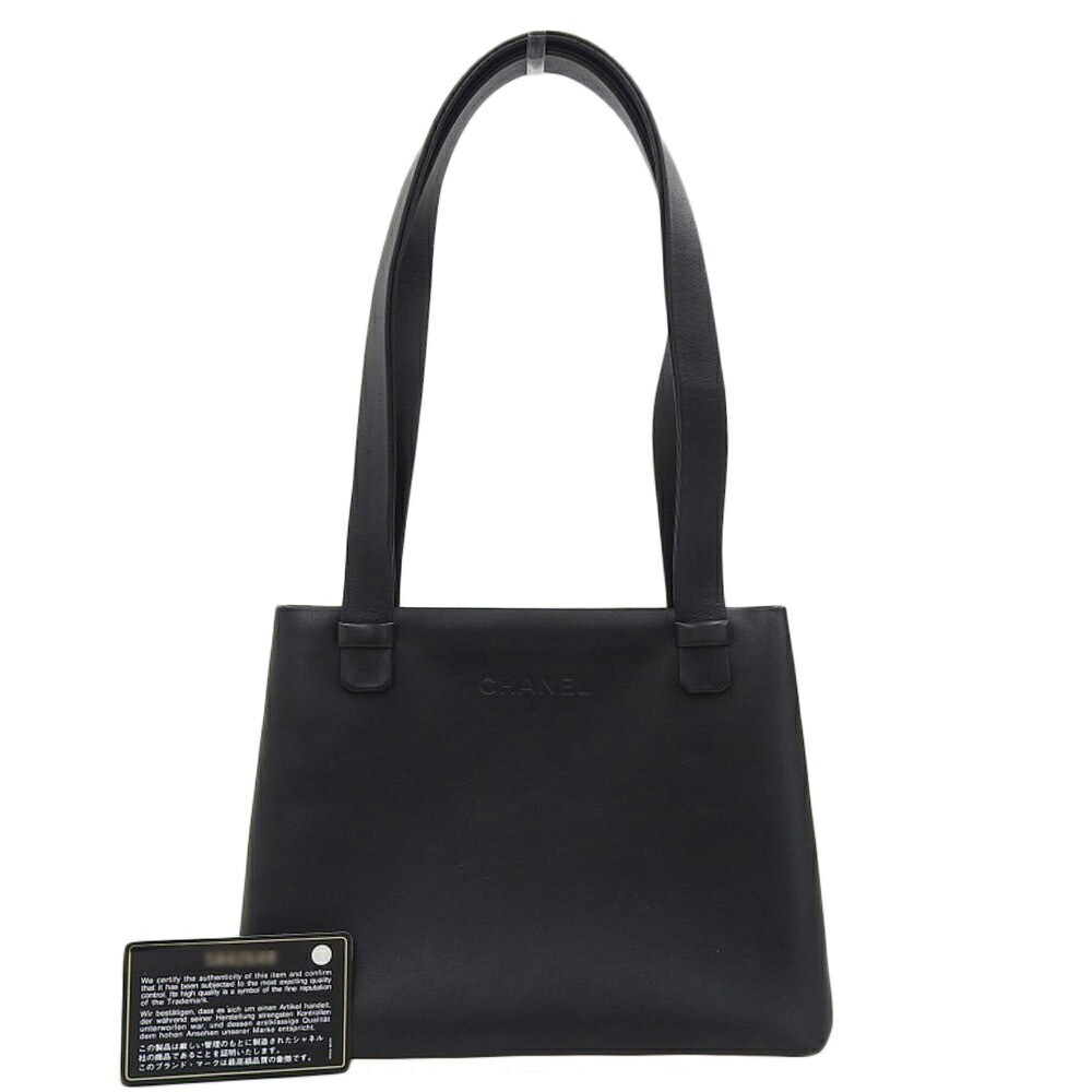 Chanel Black Lambskin Logo One-Shoulder Bag