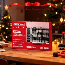 80-Piece Premium Magnetic Impact Nut Driver Set Metric  SAE with Socket Adapter