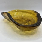Vintage Blenko Freeform Ashtray Trinket Tray Dish Amber Art Glass 8”