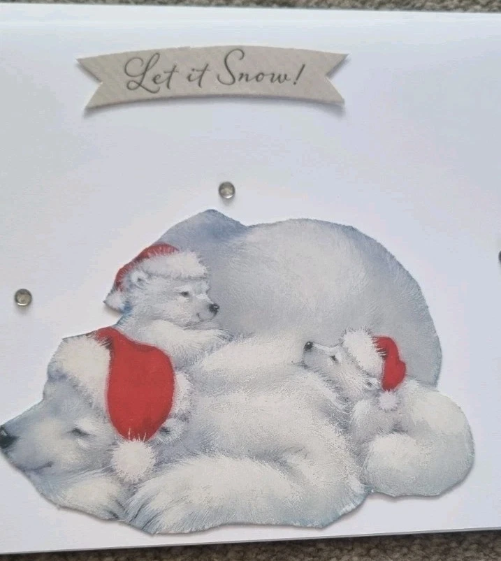 Handmade Let It Snow, Polar Bear Blank  Christmas Card - Image 2 of 4