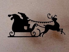 Santa Flying Reindeer Sleigh Silhouette Paper Die Cut Scrapbook Embellishment