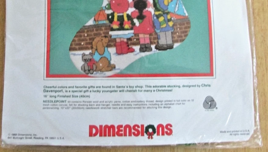 Toy Shop Navidad Medias Dimensiones Punto de Cruz Kit 9059 16” En muy buen estado NUEVO 1988 Foto 4 de 4