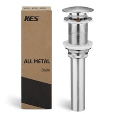 KES Bathroom Sink Drain Without Overflow Vessel Big Popup Cap, Brushed Nickel
