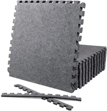 CAPHAUS EVA Foam Floor Tiles with Black Carpet Top, 24 Inch x 24 Inch Carpet