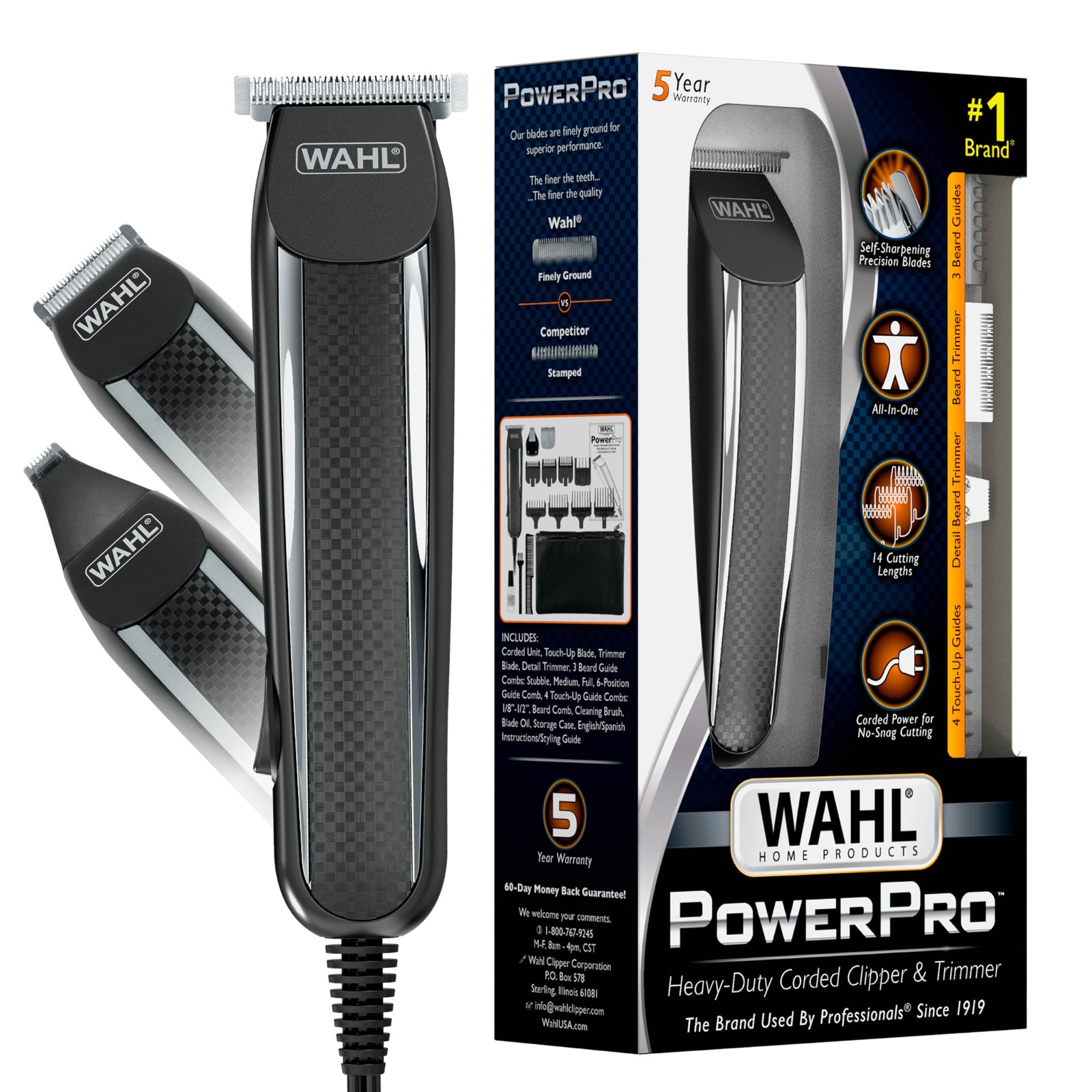 Wahl PowerPro Corded Detailer Trimmer Kit for Mens Grooming 