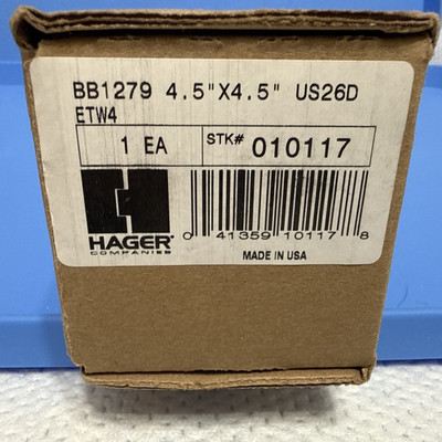 Hager ETW4 BB1279 4-1/2''x4-1/2'' Steel Full Mortise Standard Weight Five Knuckle