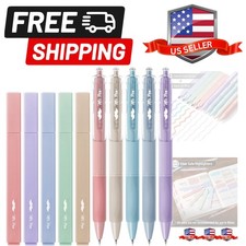 Aesthetic Highlighters and Gel Pens, 10 Pack, Pastel Colors No Bleed Bible Hi...