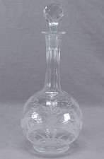 Late 19th Century British Stourbridge Engraved Bellflowers Flint Glass Decanter