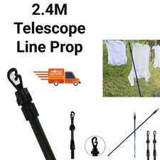 2.4M Heavy Duty Extendable Washing Line Prop Pole Outdoor Garden Clothes Support
