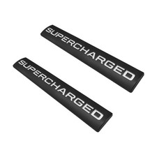 2PCS Black & White Metal For Supercharged V6 V8 Sport Engine Badge Emblem Letter