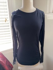 athleta long sleeve top stretch small Black