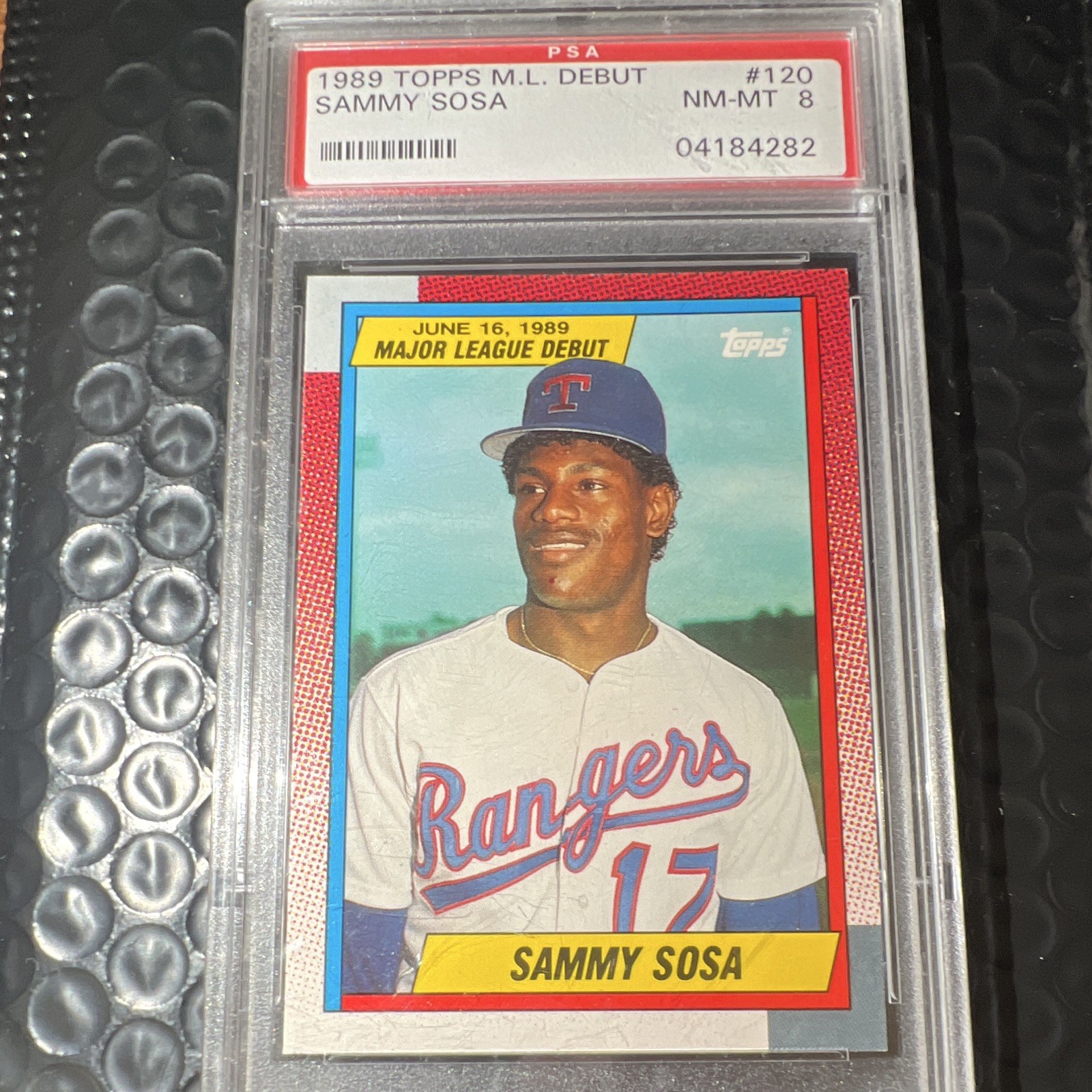 Topps 1989 Major League Debut Sammy Sosa #120 Texas Rangers PSA 8 Rookie