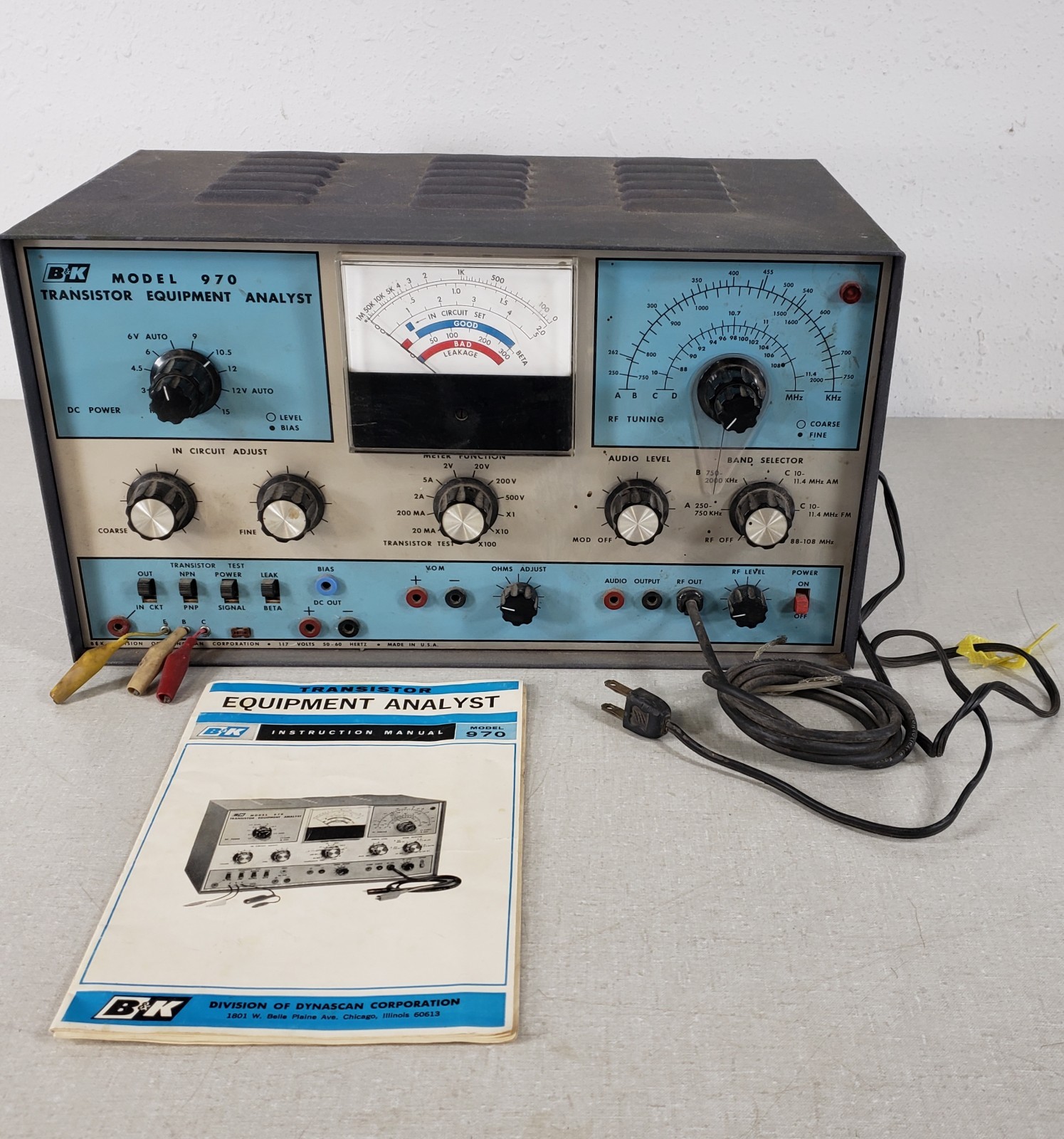 B&K Dynascan 970 Vintage Transistor Equipment Analyst with Instruction Manual