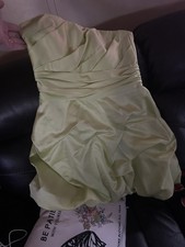 David  s Bridal Strapless Ruched Bubble Hem Satin Dress Light Green Size 2