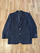 Vintage Mens Burberry Blazer Size 40R 1990s Navy Blue Wool Sport Coat Jacket