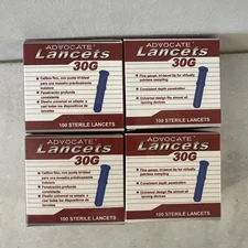 Advocate Lancets 30G – 4 Boxes (100 Each) – 400 Sterile Lancets