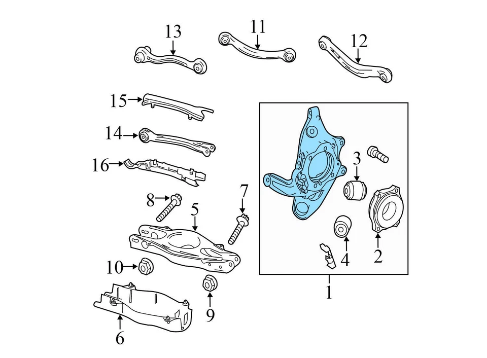 2010-2016 MERCEDES-BENZ E350 - REAR LEFT Spindle Knuckle W/ Wheel Bearing - Image 4 of 4