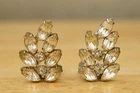 Vintage Costume Jewelry Clear Rhinestone Cluster Shoe Clips Silver Tone Metal