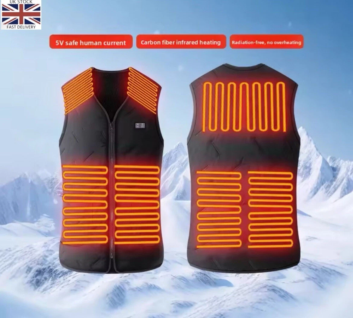 Mens Womens Electric USB Heated Vest Gilet Jacket Power Bank Hiking Camping 2026