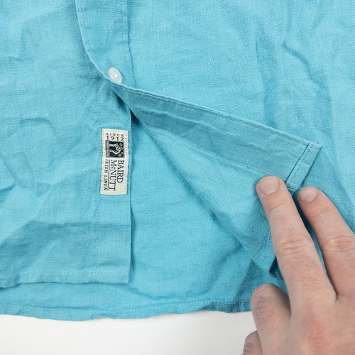 J. Crew Baird McNutt Linen Shirt Men's XL Slim Fit Aqua Blue Button-Down Irish - Picture 6 of 12
