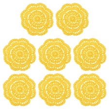 Crochet Doilies, 8Pcs 4" Cotton Woven Round Fabric Coasters Yellow
