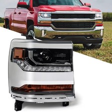 Fione Hid Headlight For Chevy Silverado 1500 2016-2018 Wo Bulbs Chrome Rh