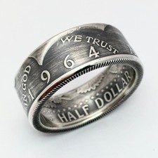 1964 Kennedy Silver Half Dollar Handmade Coin Ring