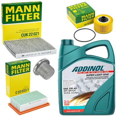 5L Öl Set Inspektion Luft-Innenraum Ölfilter Ölschraube für Smart Forfour Fortwo