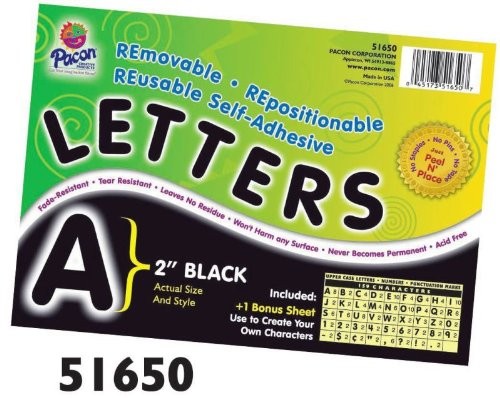 Самоклеящиеся съемные буквы Pacon - 159 символов - 2 - Черный PAC51650 5990₽