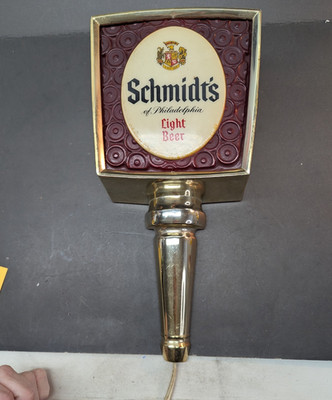 Vintage SCHMIDTS Light Beer Up Sign Scone Lantern Philadelphia WORKS 14 x 6 Inch