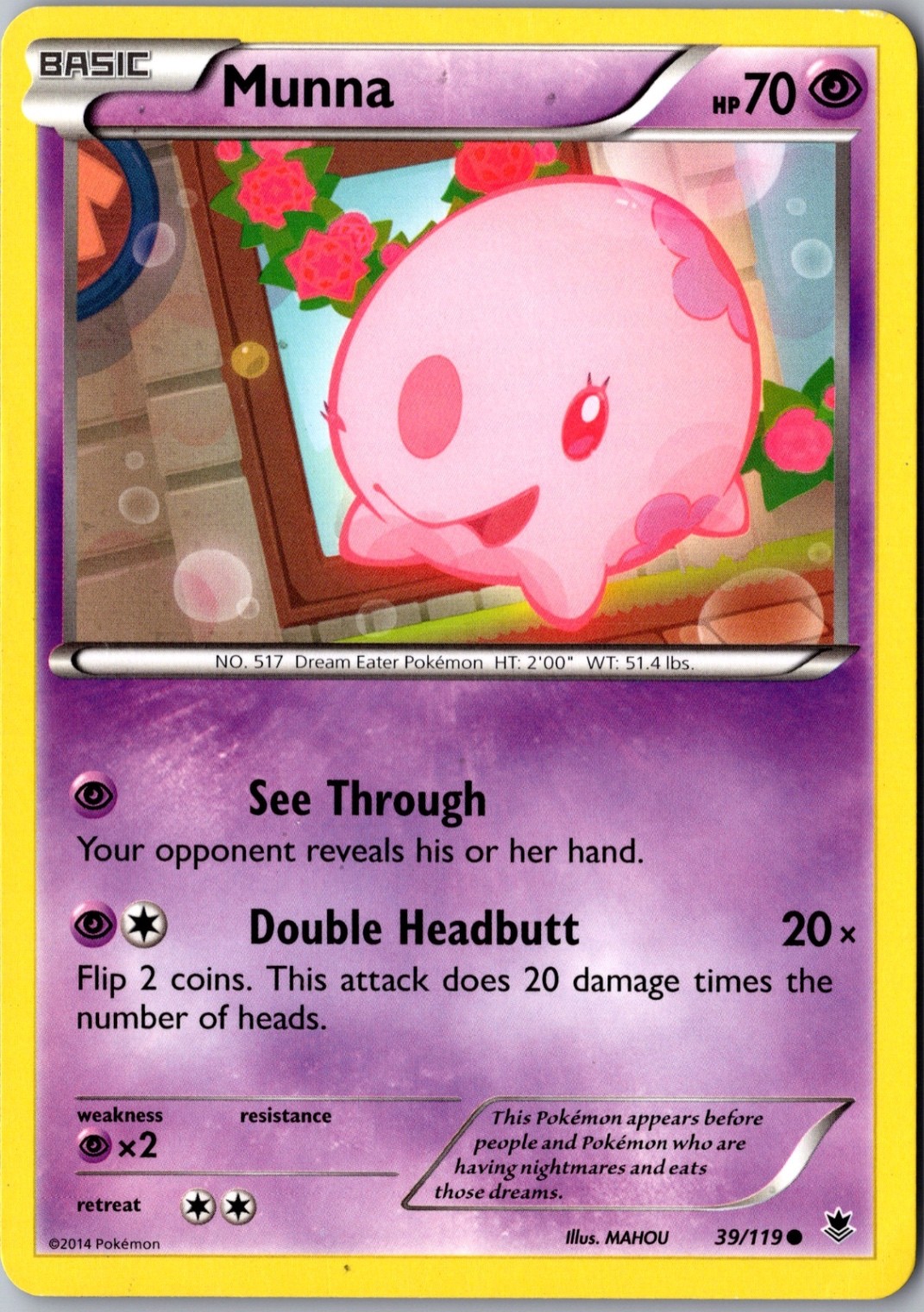 Munna 39/119 Common Phantom Forces Lightly Played Pokemon Card TCG Single