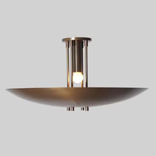 Mid Century Raw Brass Flush Mount Ceiling Light Minimalist Lighting Fixture