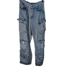 Y2K Cargo Jeans Women's Baggy Wide Leg Multi-Pocket Fashion Denim Pants Harajuku